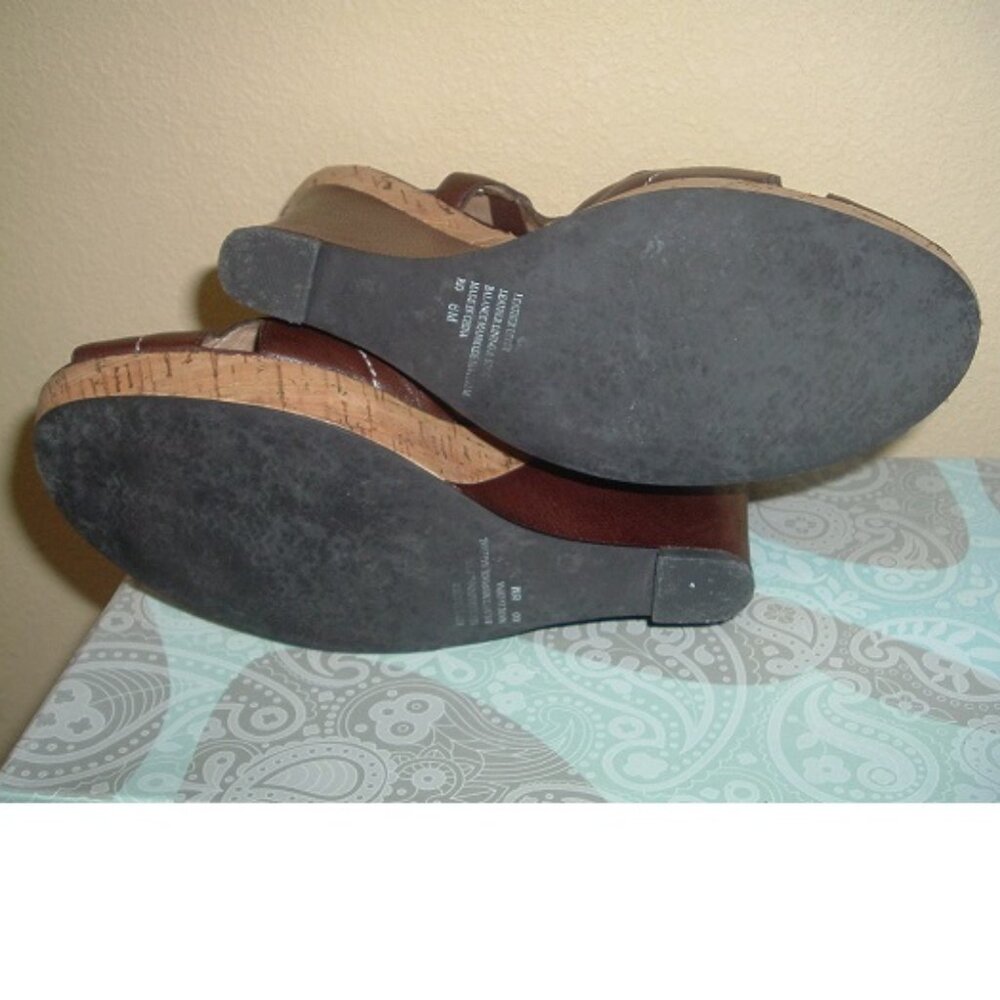 Nordstrom BP Women's RIO Wedge Slingback Sandal Brown Size 8M Cork Leather - Picture 4 of 6